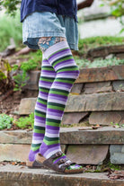 Striped Over the Knee Toe Socks - Forest