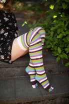 Striped Over the Knee Toe Socks - Twilight