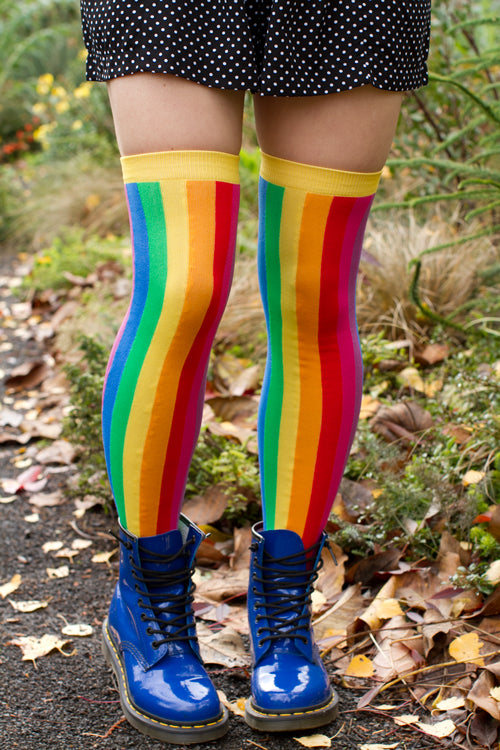 Vertical Rainbow Over the Knee – Sock Dreams